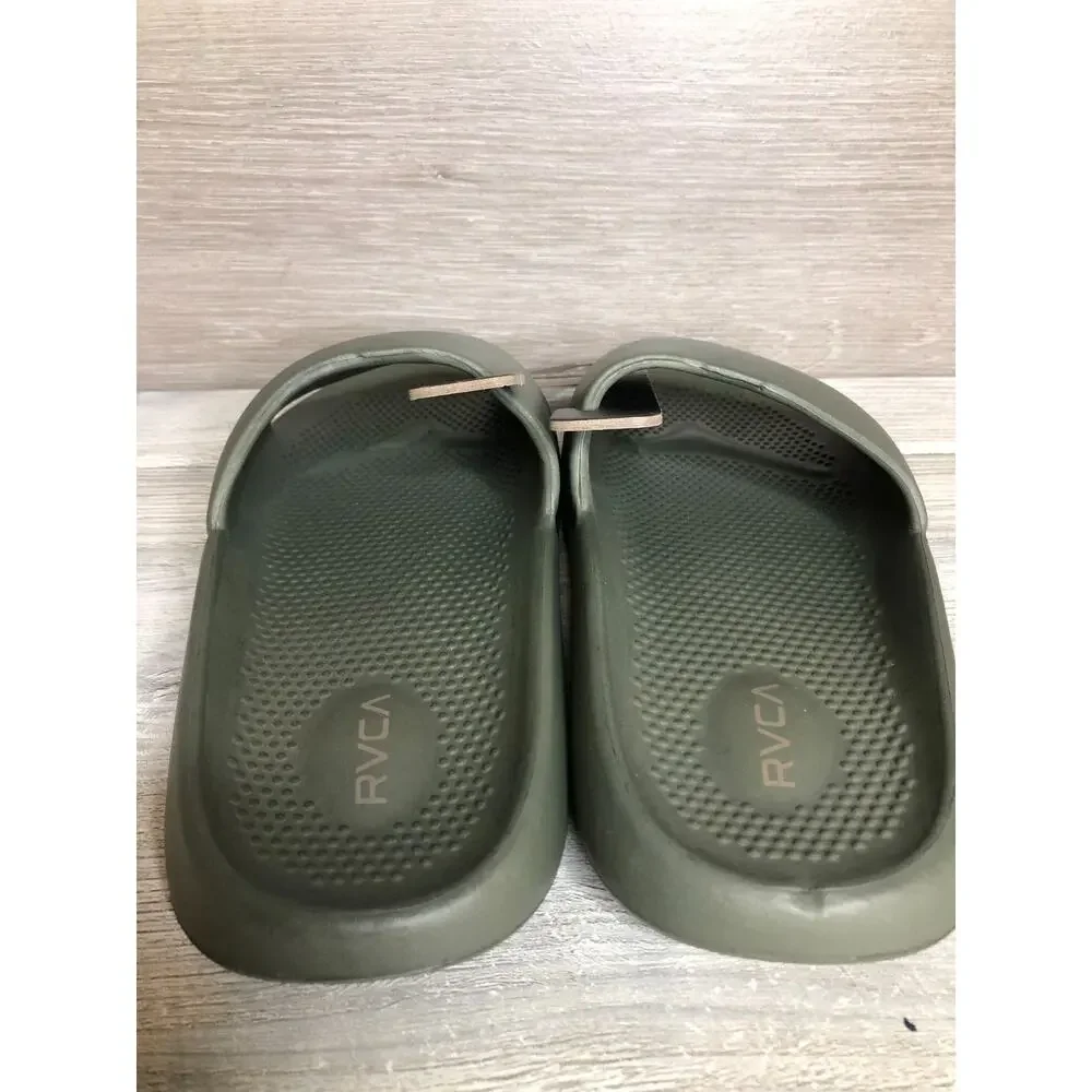 New RVCA Designer Mens Beach Pool Cush Molded Slides Flip Flops Size 11 Green
